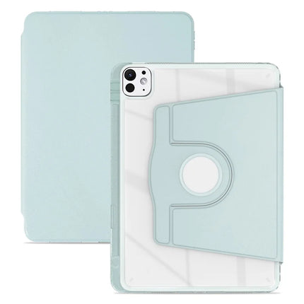 For iPad Pro 11 (2024) Case PU Leather+Acrylic+TPU Rotating Clear Tablet Cover Auto Wake  /  Sleep - Light Green