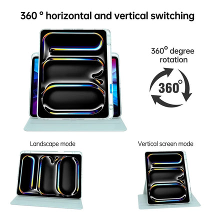 For iPad Pro 11 (2024) Case PU Leather+Acrylic+TPU Rotating Clear Tablet Cover Auto Wake  /  Sleep