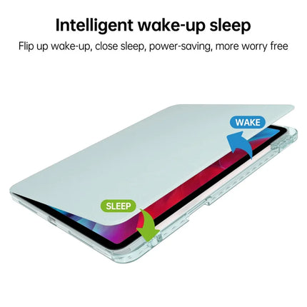 For iPad Pro 11 (2024) Case PU Leather+Acrylic+TPU Rotating Clear Tablet Cover Auto Wake  /  Sleep