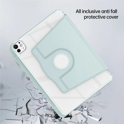 For iPad Pro 11 (2024) Case PU Leather+Acrylic+TPU Rotating Clear Tablet Cover Auto Wake  /  Sleep