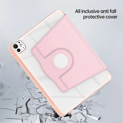 For iPad Pro 11 (2024) Case PU Leather+Acrylic+TPU Rotating Clear Tablet Cover Auto Wake  /  Sleep