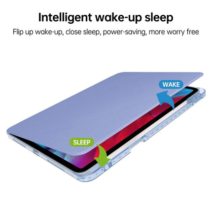 For iPad Pro 11 (2024) Case PU Leather+Acrylic+TPU Rotating Clear Tablet Cover Auto Wake  /  Sleep