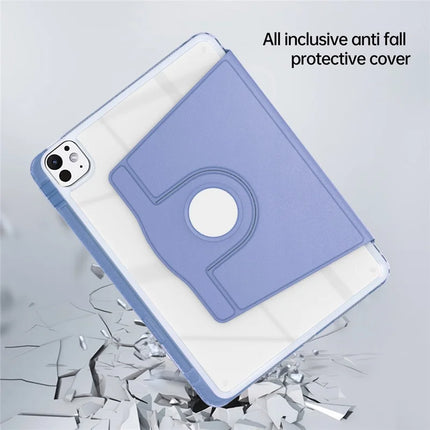For iPad Pro 11 (2024) Case PU Leather+Acrylic+TPU Rotating Clear Tablet Cover Auto Wake  /  Sleep