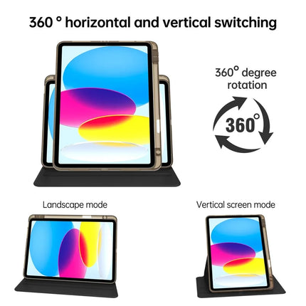 For iPad 10.9 (2022) Case PU Leather+Acrylic+TPU Rotating Clear Tablet Cover Auto Wake  /  Sleep
