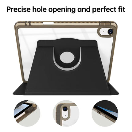 For iPad 10.9 (2022) Case PU Leather+Acrylic+TPU Rotating Clear Tablet Cover Auto Wake  /  Sleep