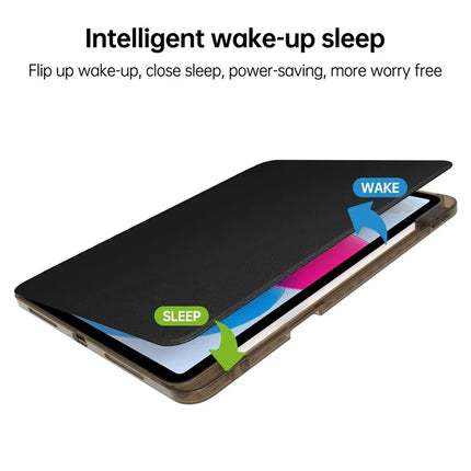 For iPad 10.9 (2022) Case PU Leather+Acrylic+TPU Rotating Clear Tablet Cover Auto Wake  /  Sleep