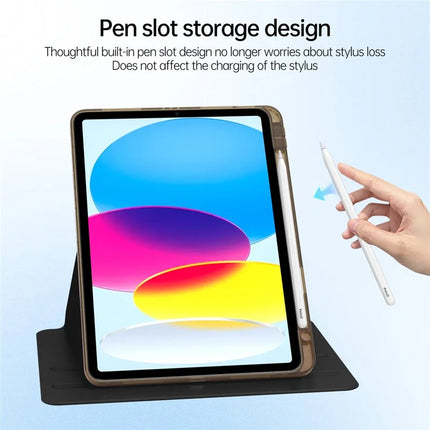 For iPad 10.9 (2022) Case PU Leather+Acrylic+TPU Rotating Clear Tablet Cover Auto Wake  /  Sleep