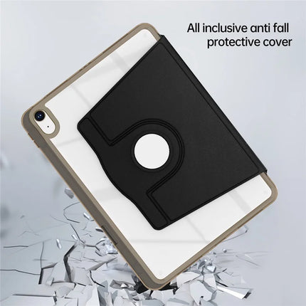 For iPad 10.9 (2022) Case PU Leather+Acrylic+TPU Rotating Clear Tablet Cover Auto Wake  /  Sleep