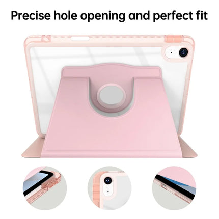 For iPad 10.9 (2022) Case PU Leather+Acrylic+TPU Rotating Clear Tablet Cover Auto Wake  /  Sleep