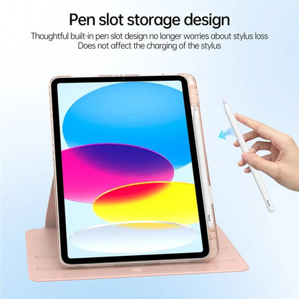 For iPad 10.9 (2022) Case PU Leather+Acrylic+TPU Rotating Clear Tablet Cover Auto Wake  /  Sleep