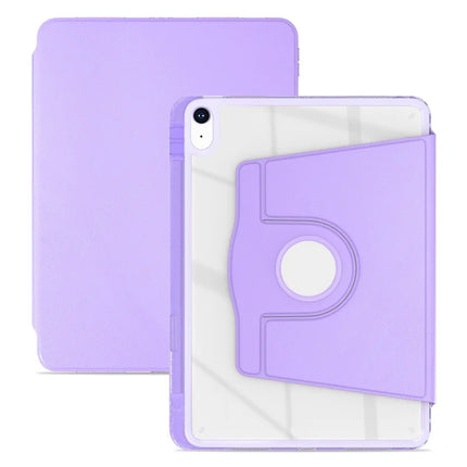 For iPad 10.9 (2022) Case PU Leather+Acrylic+TPU Rotating Clear Tablet Cover Auto Wake  /  Sleep - Purple