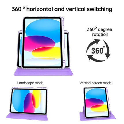 For iPad 10.9 (2022) Case PU Leather+Acrylic+TPU Rotating Clear Tablet Cover Auto Wake  /  Sleep