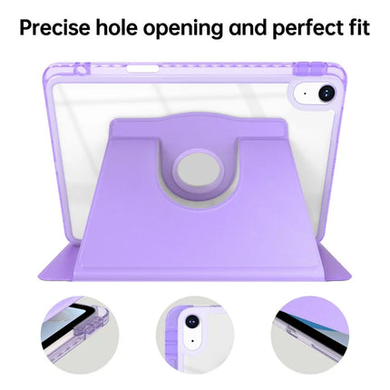 For iPad 10.9 (2022) Case PU Leather+Acrylic+TPU Rotating Clear Tablet Cover Auto Wake  /  Sleep