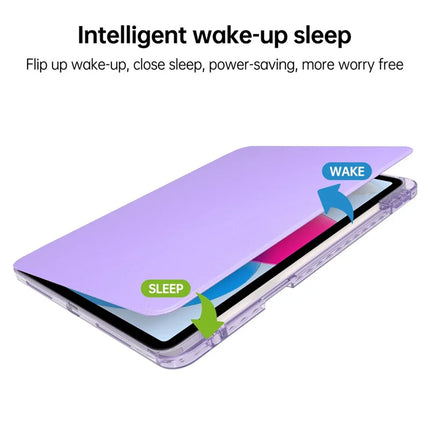 For iPad 10.9 (2022) Case PU Leather+Acrylic+TPU Rotating Clear Tablet Cover Auto Wake  /  Sleep
