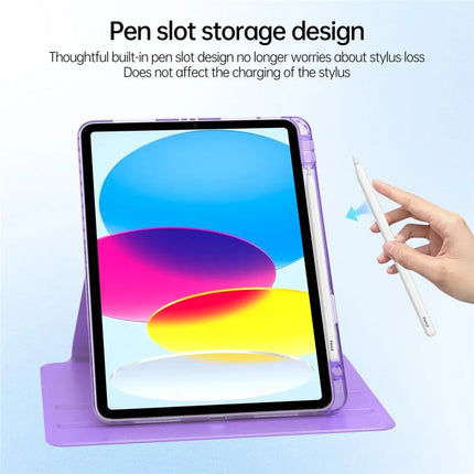 For iPad 10.9 (2022) Case PU Leather+Acrylic+TPU Rotating Clear Tablet Cover Auto Wake  /  Sleep