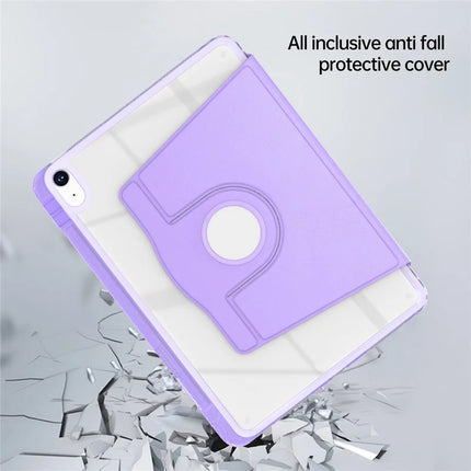 For iPad 10.9 (2022) Case PU Leather+Acrylic+TPU Rotating Clear Tablet Cover Auto Wake  /  Sleep