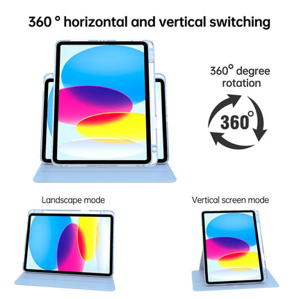 For iPad 10.9 (2022) Case PU Leather+Acrylic+TPU Rotating Clear Tablet Cover Auto Wake  /  Sleep