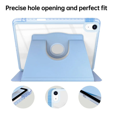 For iPad 10.9 (2022) Case PU Leather+Acrylic+TPU Rotating Clear Tablet Cover Auto Wake  /  Sleep