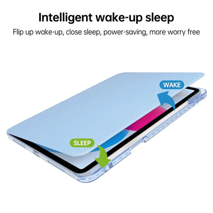 For iPad 10.9 (2022) Case PU Leather+Acrylic+TPU Rotating Clear Tablet Cover Auto Wake  /  Sleep