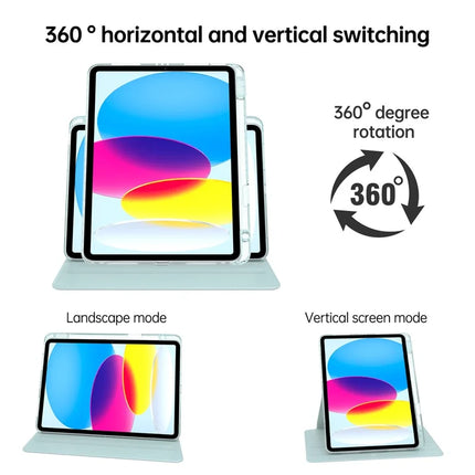 For iPad 10.9 (2022) Case PU Leather+Acrylic+TPU Rotating Clear Tablet Cover Auto Wake  /  Sleep