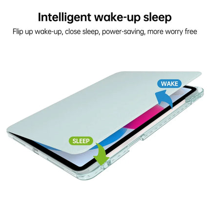 For iPad 10.9 (2022) Case PU Leather+Acrylic+TPU Rotating Clear Tablet Cover Auto Wake  /  Sleep