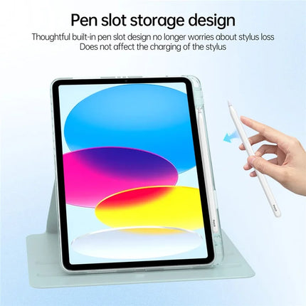For iPad 10.9 (2022) Case PU Leather+Acrylic+TPU Rotating Clear Tablet Cover Auto Wake  /  Sleep