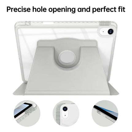 For iPad 10.9 (2022) Case PU Leather+Acrylic+TPU Rotating Clear Tablet Cover Auto Wake  /  Sleep