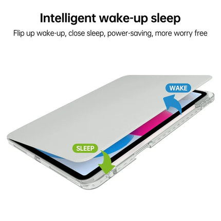 For iPad 10.9 (2022) Case PU Leather+Acrylic+TPU Rotating Clear Tablet Cover Auto Wake  /  Sleep