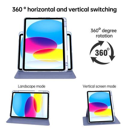 For iPad 10.9 (2022) Case PU Leather+Acrylic+TPU Rotating Clear Tablet Cover Auto Wake  /  Sleep