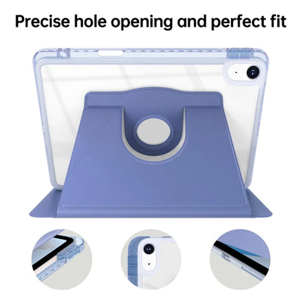 For iPad 10.9 (2022) Case PU Leather+Acrylic+TPU Rotating Clear Tablet Cover Auto Wake  /  Sleep