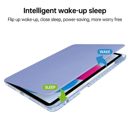 For iPad 10.9 (2022) Case PU Leather+Acrylic+TPU Rotating Clear Tablet Cover Auto Wake  /  Sleep
