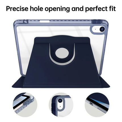 For iPad 10.9 (2022) Case PU Leather+Acrylic+TPU Rotating Clear Tablet Cover Auto Wake  /  Sleep