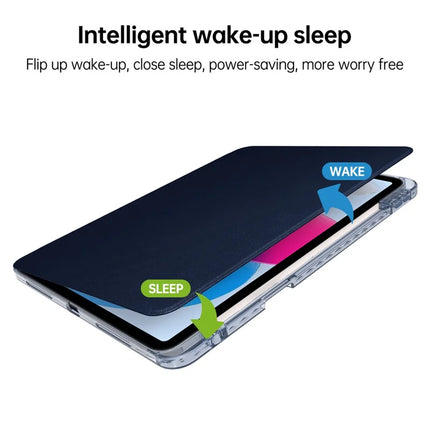 For iPad 10.9 (2022) Case PU Leather+Acrylic+TPU Rotating Clear Tablet Cover Auto Wake  /  Sleep