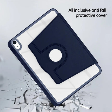 For iPad 10.9 (2022) Case PU Leather+Acrylic+TPU Rotating Clear Tablet Cover Auto Wake  /  Sleep