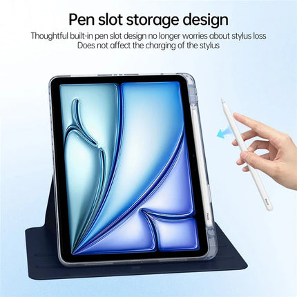 Tablet Case For iPad Air 11 (2024)  /  Pro 11 (2022)  /  (2021)  /  (2020)  /  (2018)  /  Air (2022)  /  (2020) PU+Acrylic+TPU Rotating Clear Cover