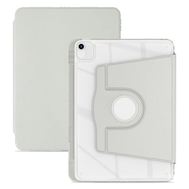 Tablet Case For iPad Air 11 (2024)  /  Pro 11 (2022)  /  (2021)  /  (2020)  /  (2018)  /  Air (2022)  /  (2020) PU+Acrylic+TPU Rotating Clear Cover - Grey