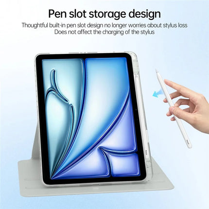 Tablet Case For iPad Air 11 (2024)  /  Pro 11 (2022)  /  (2021)  /  (2020)  /  (2018)  /  Air (2022)  /  (2020) PU+Acrylic+TPU Rotating Clear Cover