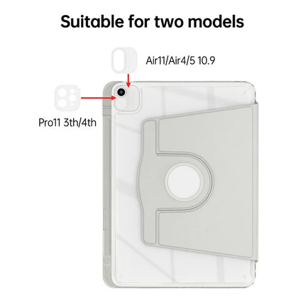 Tablet Case For iPad Air 11 (2024)  /  Pro 11 (2022)  /  (2021)  /  (2020)  /  (2018)  /  Air (2022)  /  (2020) PU+Acrylic+TPU Rotating Clear Cover