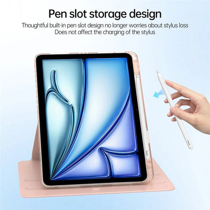 Tablet Case For iPad Air 11 (2024)  /  Pro 11 (2022)  /  (2021)  /  (2020)  /  (2018)  /  Air (2022)  /  (2020) PU+Acrylic+TPU Rotating Clear Cover