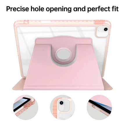Tablet Case For iPad Air 11 (2024)  /  Pro 11 (2022)  /  (2021)  /  (2020)  /  (2018)  /  Air (2022)  /  (2020) PU+Acrylic+TPU Rotating Clear Cover