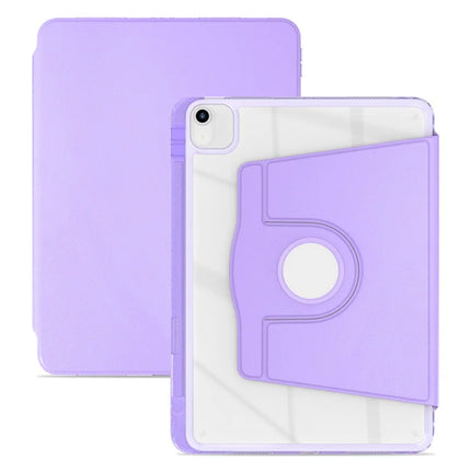 Tablet Case For iPad Air 11 (2024)  /  Pro 11 (2022)  /  (2021)  /  (2020)  /  (2018)  /  Air (2022)  /  (2020) PU+Acrylic+TPU Rotating Clear Cover - Purple