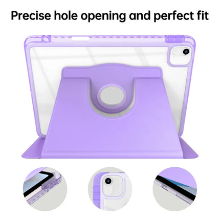 Tablet Case For iPad Air 11 (2024)  /  Pro 11 (2022)  /  (2021)  /  (2020)  /  (2018)  /  Air (2022)  /  (2020) PU+Acrylic+TPU Rotating Clear Cover