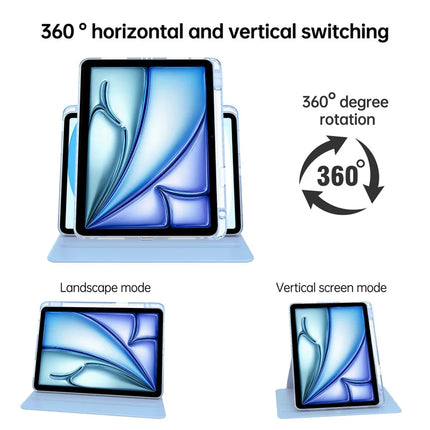 Tablet Case For iPad Air 11 (2024)  /  Pro 11 (2022)  /  (2021)  /  (2020)  /  (2018)  /  Air (2022)  /  (2020) PU+Acrylic+TPU Rotating Clear Cover