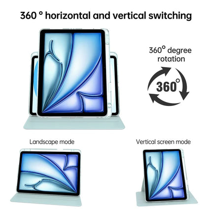 Tablet Case For iPad Air 11 (2024)  /  Pro 11 (2022)  /  (2021)  /  (2020)  /  (2018)  /  Air (2022)  /  (2020) PU+Acrylic+TPU Rotating Clear Cover