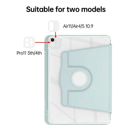 Tablet Case For iPad Air 11 (2024)  /  Pro 11 (2022)  /  (2021)  /  (2020)  /  (2018)  /  Air (2022)  /  (2020) PU+Acrylic+TPU Rotating Clear Cover