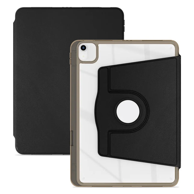Tablet Case For iPad Air 13 (2024)  /  Pro 12.9 (2022)  /  (2021)  /  (2020) PU Leather+Acrylic+TPU Rotating Clear Cover Auto Wake  /  Sleep - Black