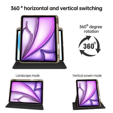 Tablet Case For iPad Air 13 (2024)  /  Pro 12.9 (2022)  /  (2021)  /  (2020) PU Leather+Acrylic+TPU Rotating Clear Cover Auto Wake  /  Sleep