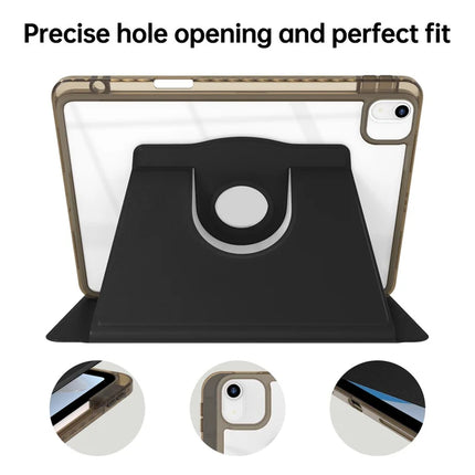 Tablet Case For iPad Air 13 (2024)  /  Pro 12.9 (2022)  /  (2021)  /  (2020) PU Leather+Acrylic+TPU Rotating Clear Cover Auto Wake  /  Sleep