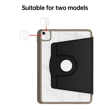 Tablet Case For iPad Air 13 (2024)  /  Pro 12.9 (2022)  /  (2021)  /  (2020) PU Leather+Acrylic+TPU Rotating Clear Cover Auto Wake  /  Sleep