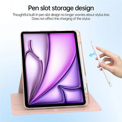 Tablet Case For iPad Air 13 (2024)  /  Pro 12.9 (2022)  /  (2021)  /  (2020) PU Leather+Acrylic+TPU Rotating Clear Cover Auto Wake  /  Sleep